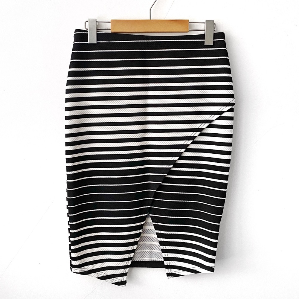 Striped Wrap Front Skirt